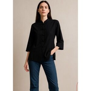 Lauren Ralph Lauren 100% Silk Tunic Top Mandarin Collar Womens L Asian Old Money